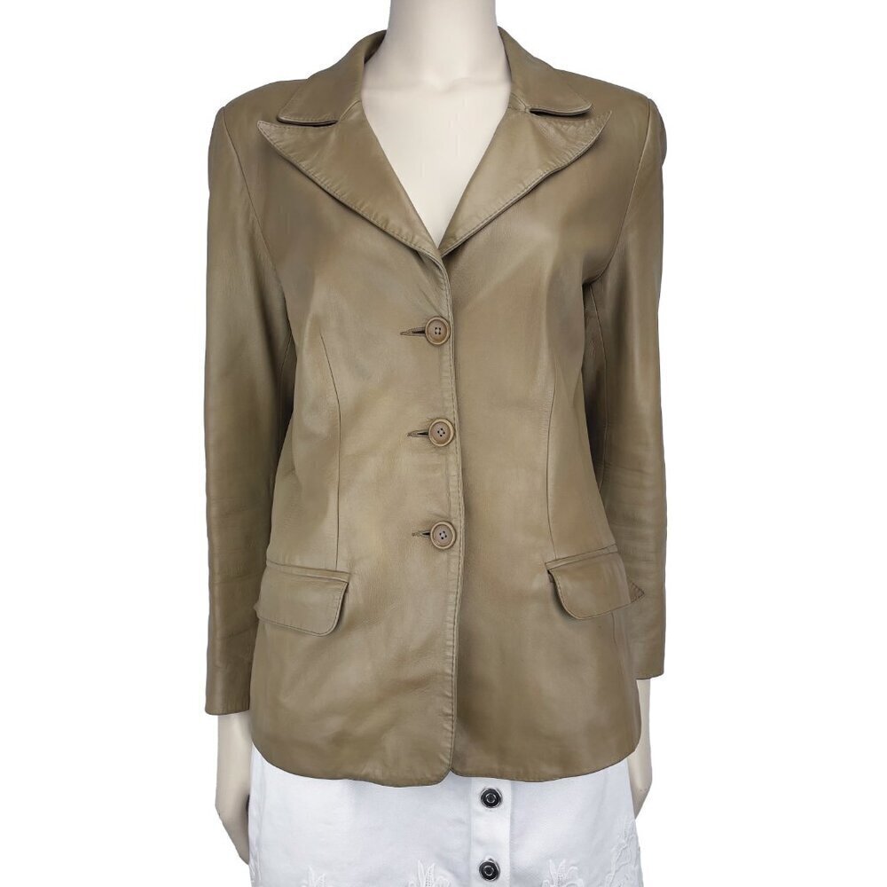 MACDOUGLAS 70’s‎ VTG French Luxury Beige Lamb Soft Leather Blazer Jacket S